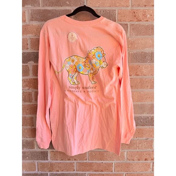 Simply Southern Womens Pink /PeachLong Sleeve T-Shirt Sz Small NWT - Picture 2 of 5
